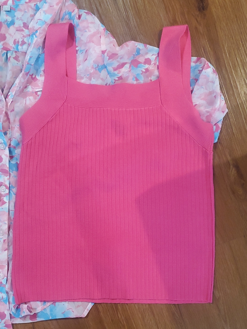 Kut from the Kloth Pink & Blue Floral Sheer Blouse and Ann Taylor Tank BUNDLE - Picture 3 of 11